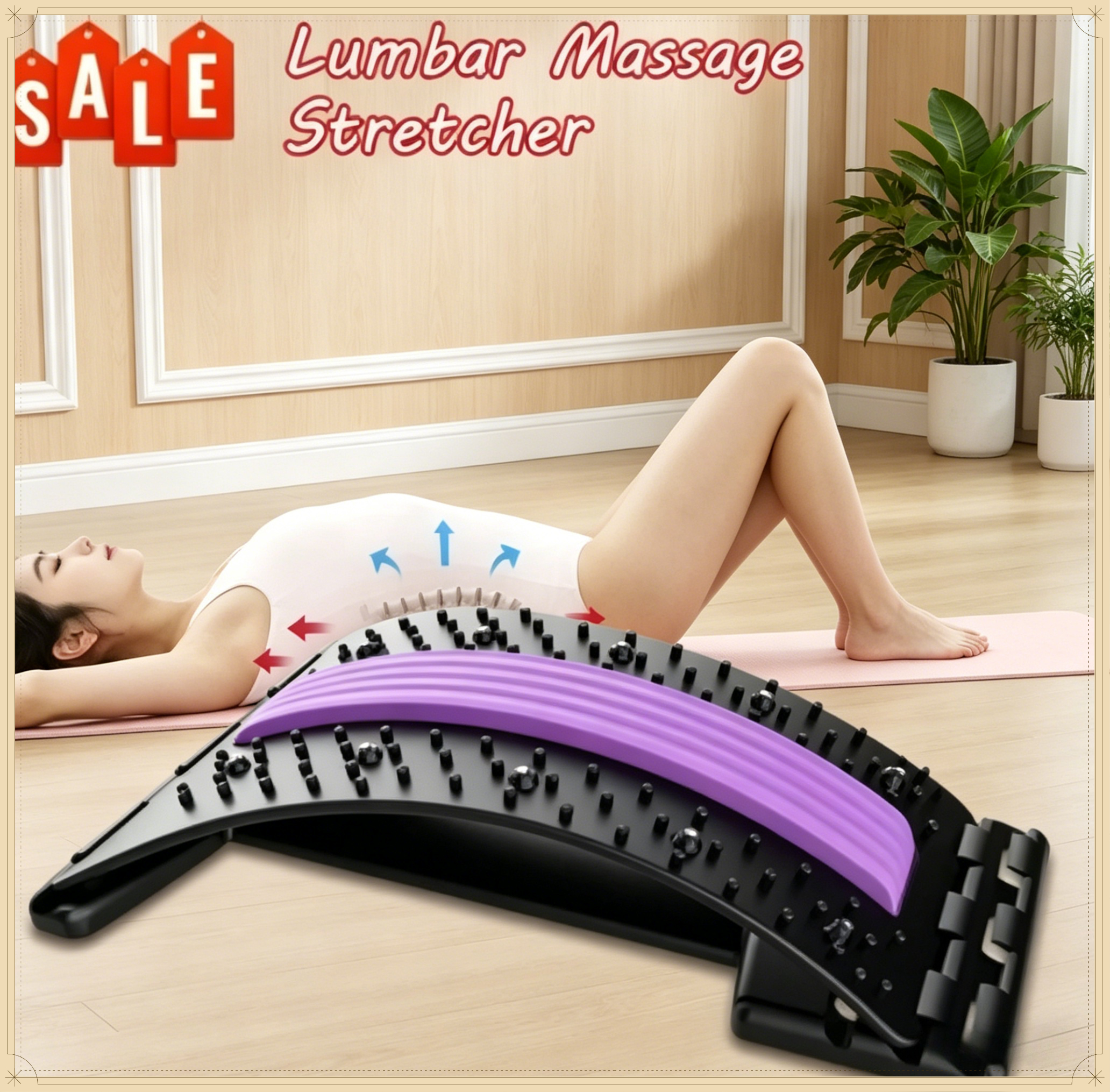 Back Stretcher Lumbar - Yoga Fitness Back Stretching Tool Household